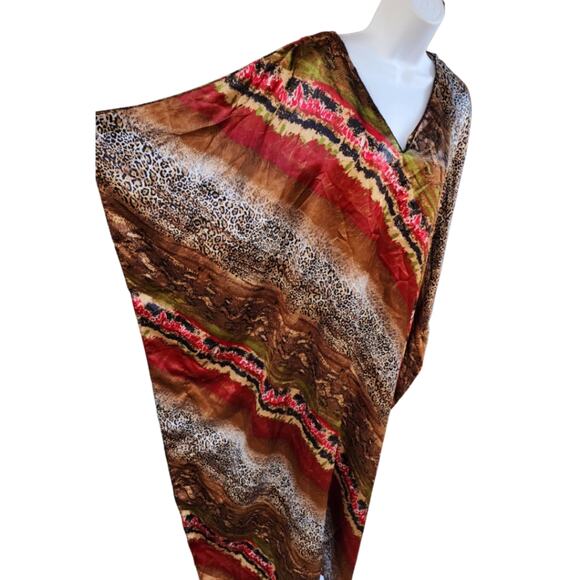 Vintage Winlar Leopard Caftan Maxi Dress O/S 80s Boho Abstract Lounge Mumu - Picture 2 of 3